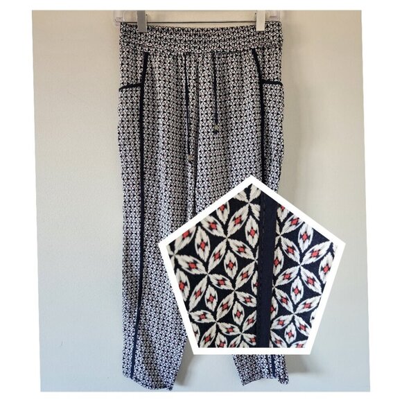 ANTHRO | Hei Hei Lounge Pants Piped  navy rayon sz S - Picture 1 of 7